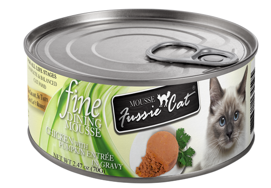 Fussie Cat Dining Mousse Chicken with Pumpkin in Gravy Cat Food Can