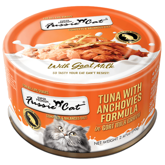 Fussie Cat Tuna with Anchovies Formula in Goat Milk Gravy Cat Food Can